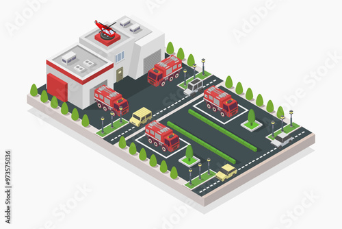 Fire station isometric
