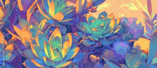 Close up depiction of succulent plants in vibrant detail photo