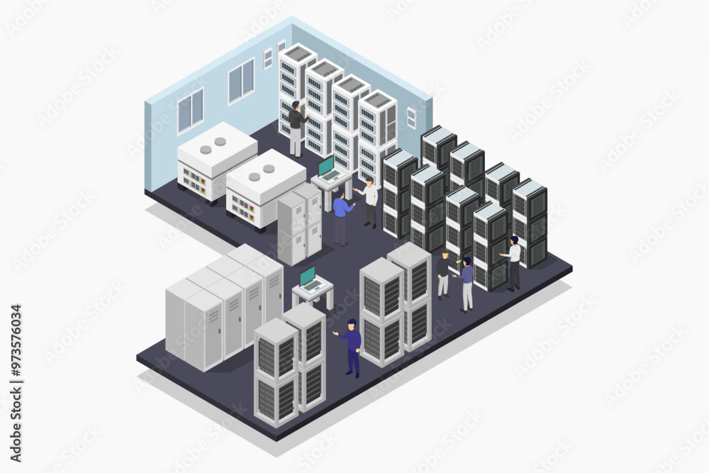 Isometric Server Room Isometric Server Room