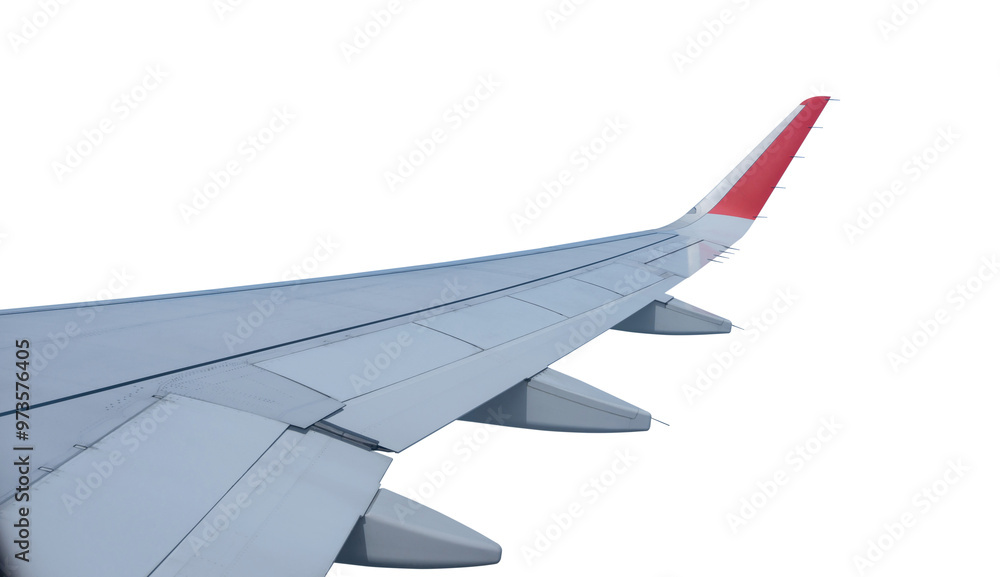 Fototapeta premium Airplane wing isolated on transparent background, PNG File