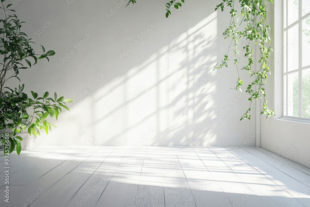 Obraz premium Empty Room With Natural Light Creative Copy Space Background Design Interior Concept , ai