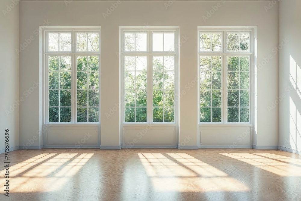 Obraz premium Empty Room With Natural Light Creative Copy Space Background Design Interior Concept , ai