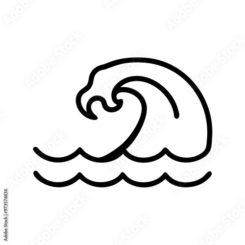 Wave icon symbolizing ocean and water themes, perfect for beach and marine designs, copy space