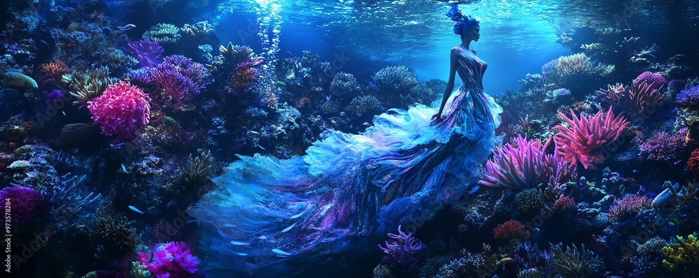 Naklejka premium A panoramic underwater scene