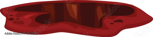 Vector illustration of a big hole trap covered with red cloth, creating a dangerous situation