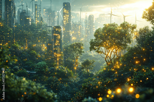 GreenTech Environmental Technology A digital landscape, future of agriculture png file