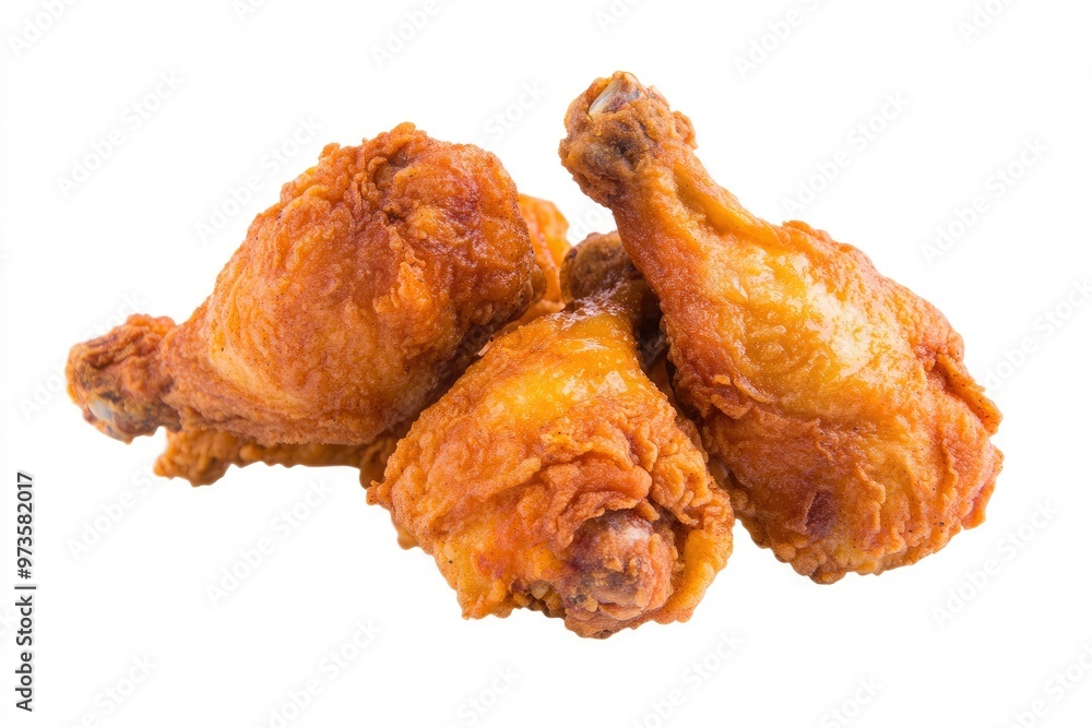 Tasty flying fried chicken isolated on white background , ai Tasty flying fried chicken isolated on white background , ai