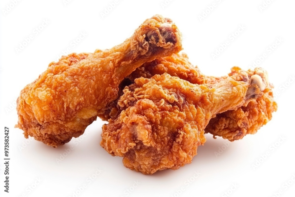 Tasty flying fried chicken isolated on white background , ai Tasty flying fried chicken isolated on white background , ai