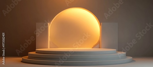 3D rendered podium backdrop Template for product display Open scene featuring a vacant circular stage