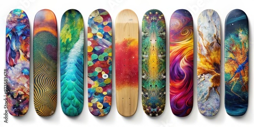 Collection of NFT skateboard decks, NFT, digital art, skateboards, trendy, unique, collectibles photo