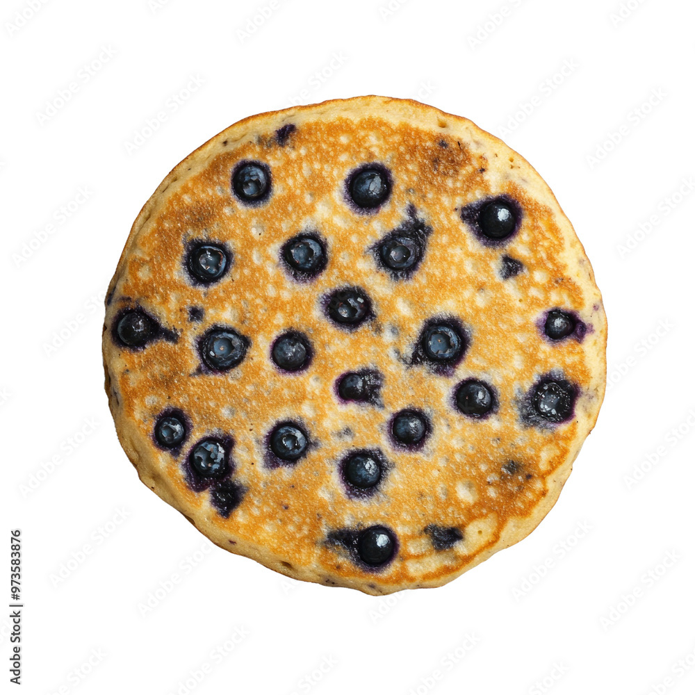 A Single Blueberry Pancake Isolated on a Transparent Background A Single Blueberry Pancake Isolated on a Transparent Background