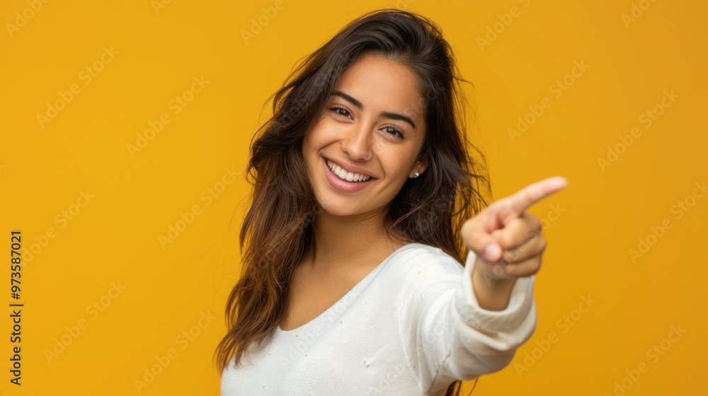 hispanic Pretty woman smiling Pointing with one finger png file hispanic Pretty woman smiling Pointing with one finger png file
