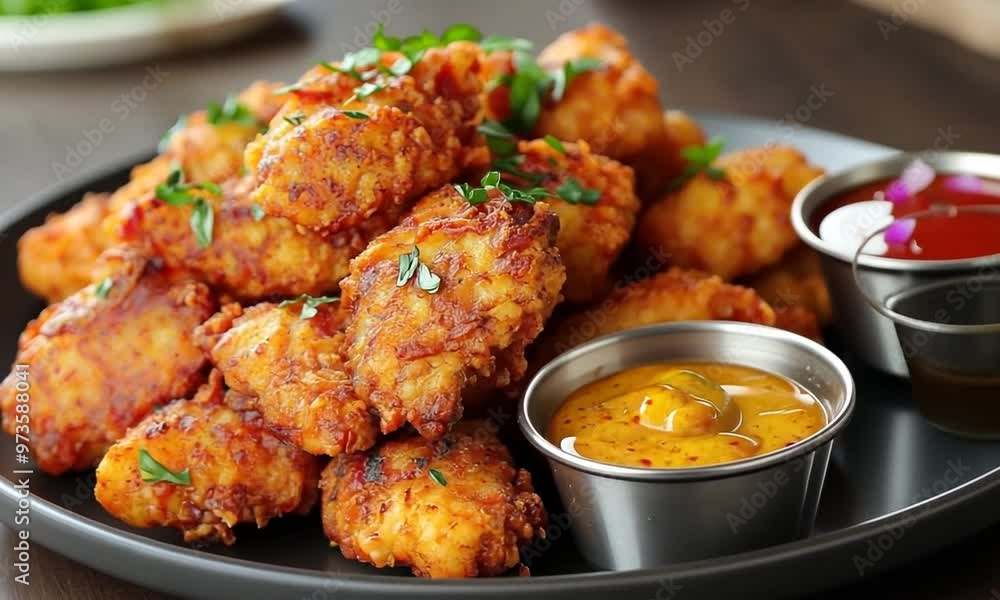 Crispy Chicken Nuggets with Dipping Sauces Crispy Chicken Nuggets with Dipping Sauces