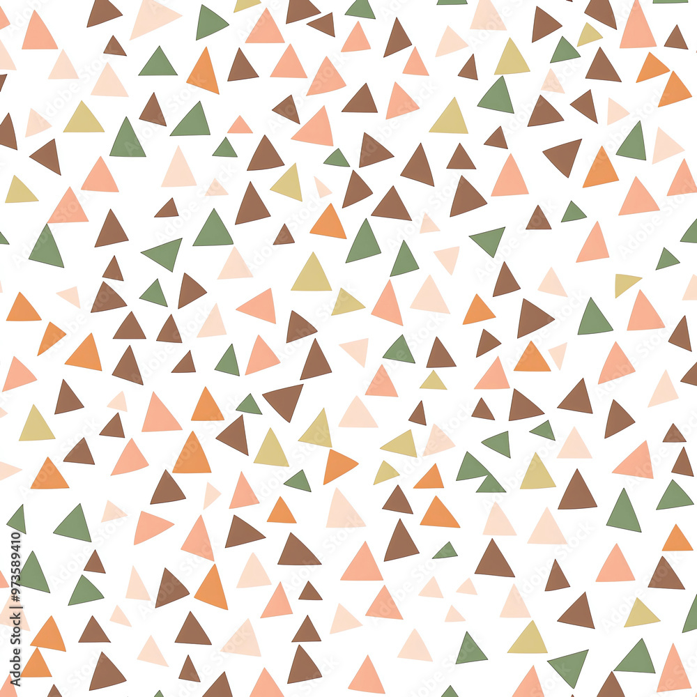 Vector illustration of small triangles in pastel brown, green and peach colours on white background Vector illustration of small triangles in pastel brown, green and peach colours on white background