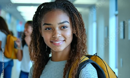 Smiling High School Student with Backpack