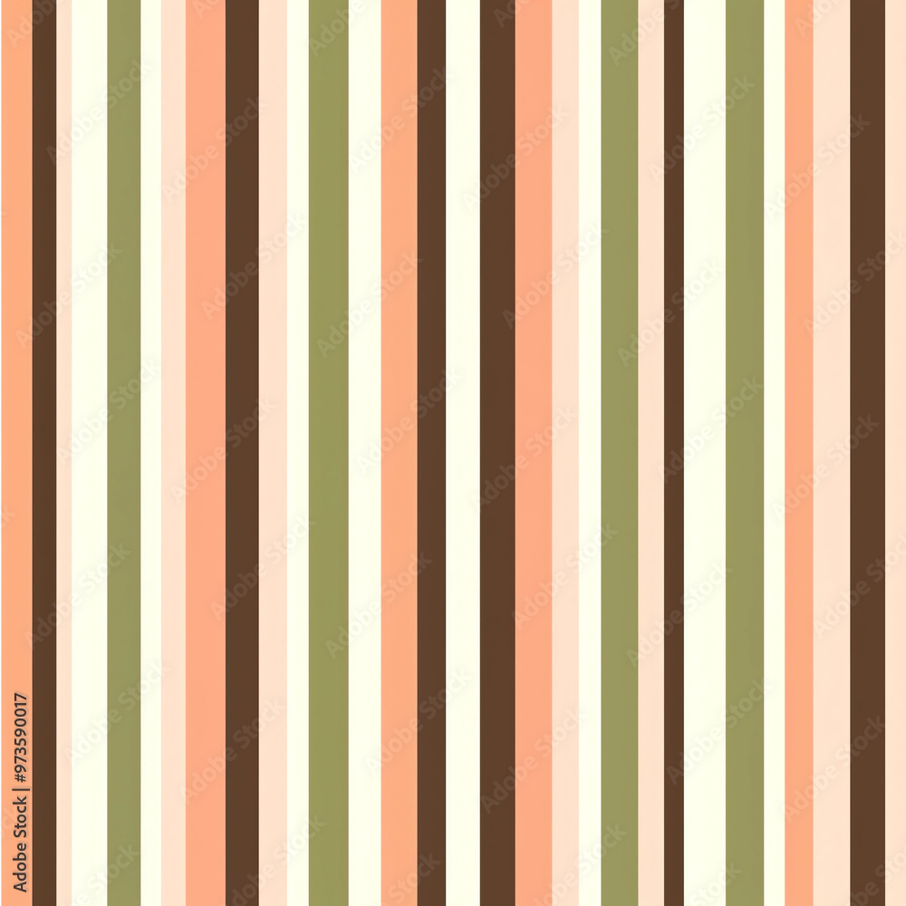 A seamless pattern of vertical stripes in a pastel color palette of peach, brown, and green, with a retro style. A seamless pattern of vertical stripes in a pastel color palette of peach, brown, and green, with a retro style.