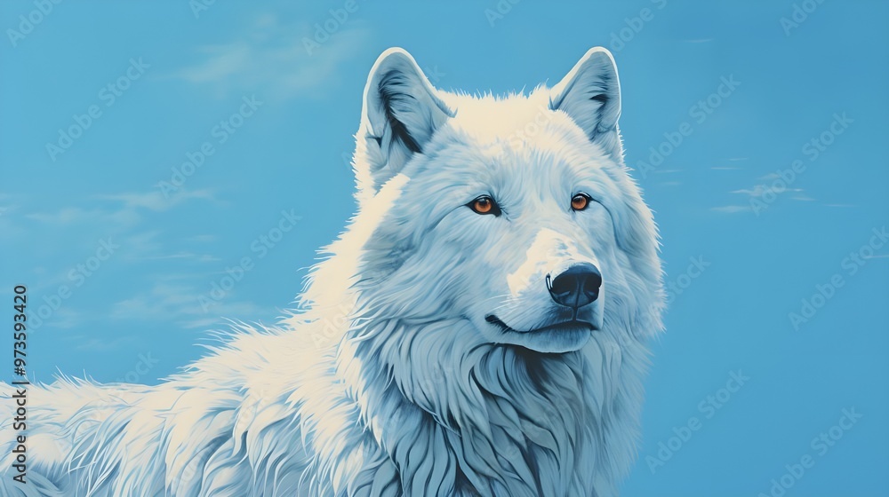 Obraz premium region wolf canis lupus on blue background.