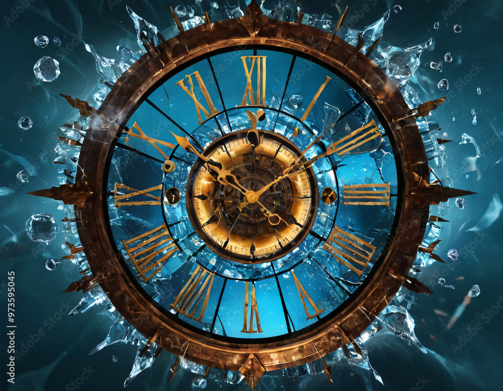 Obraz premium abstract fire clock destruction and time