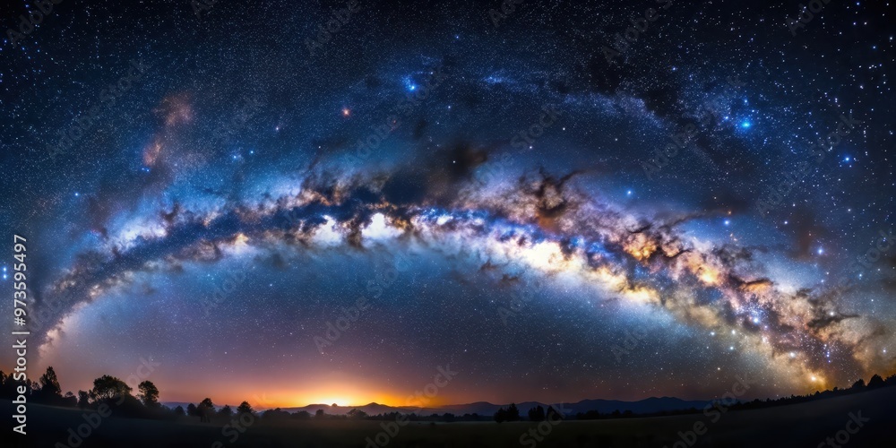 Fototapeta premium Spectacular photo of the Milky Way galaxy with billions of stars visible , astronomy, night sky, space exploration