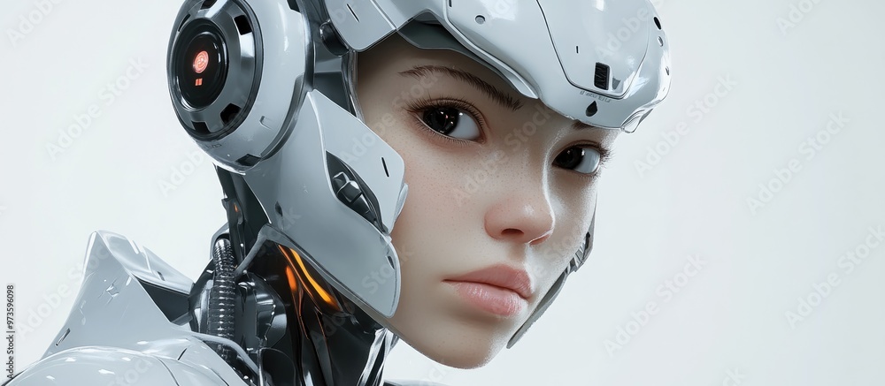 Cyborg girl rendered in 3D Cyborg girl rendered in 3D