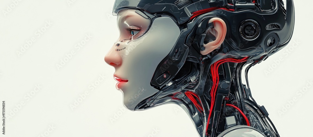Cyborg girl in profile view Cyborg girl in profile view