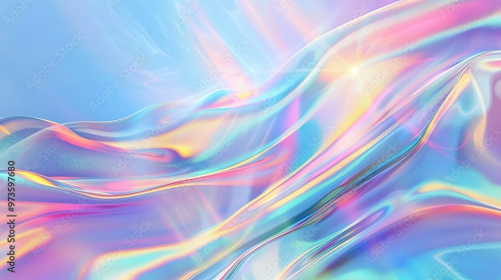 A vibrant, iridescent wave of colors flowing across a soft background, creating a dreamy and abstract visual experience. A vibrant, iridescent wave of colors flowing across a soft background, creating a dreamy and abstract visual experience.