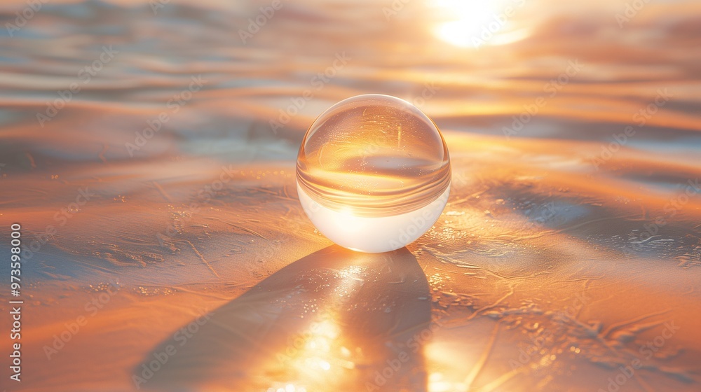 Crystal Sphere Illuminated by the Warm Light of the Sunset Crystal Sphere Illuminated by the Warm Light of the Sunset