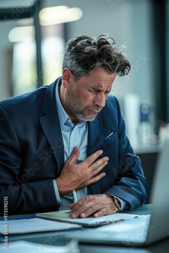 Emotional turmoil: portrayal of an individual enduring suffering from panic attack, highlighting psychological disorder, vegetovascular dystonia, emphasizing debilitating effects of condition. photo