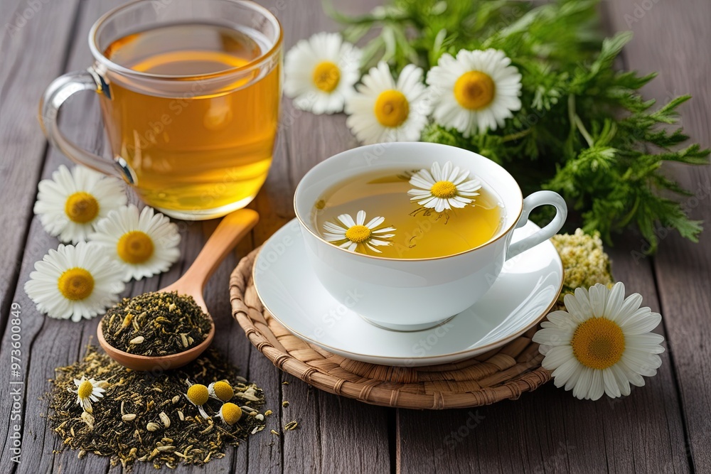 Relaxing Chamomile Tea Environment for a Calming Herbal Experience Relaxing Chamomile Tea Environment for a Calming Herbal Experience