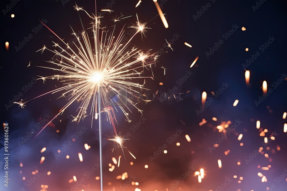 Obraz premium Bright Sparkler Firework Effect with Dynamic Light Isolation