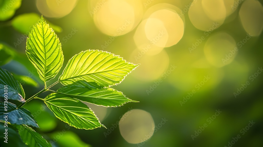 Naklejka premium 植物の緑の葉のクローズアップ