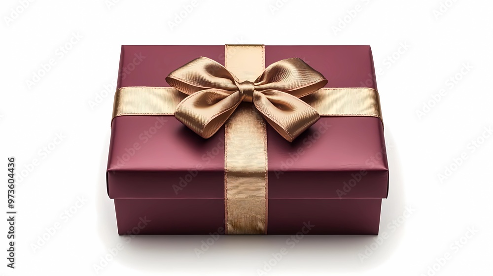 red gift box with golden ribbon isolated at white background red gift box with golden ribbon isolated at white background
