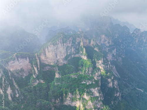 Aerial photography of Wangmangling in Taihang Mountain, Lingchuan County, Jincheng, Shanxi photo