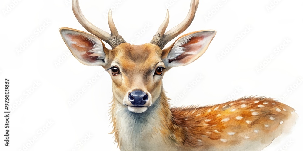 Fototapeta premium Watercolor painting of a realistic wildlife animal on a white background, watercolor, wildlife, animal, painting, art