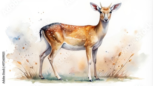 Watercolor painting of a wildlife animal on white background, watercolor, wildlife, animal, nature,art, painting photo