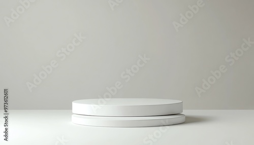 Two White Circular Platforms on a White Background