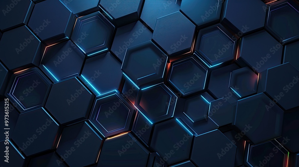 A visually striking abstract design featuring interconnected hexagonal shapes with a sleek, modern aesthetic. A visually striking abstract design featuring interconnected hexagonal shapes with a sleek, modern aesthetic.
