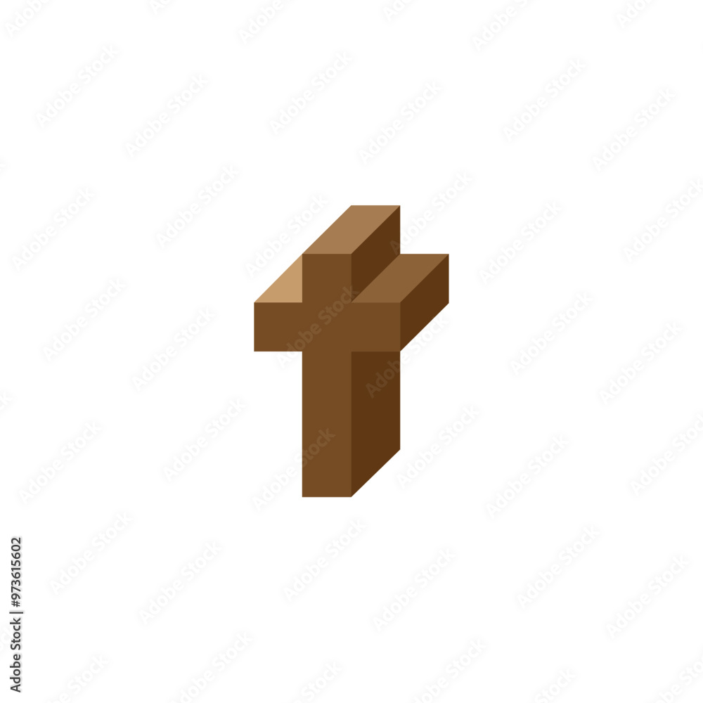Fototapeta premium Brown and square cross. Christian cross symbol icon.