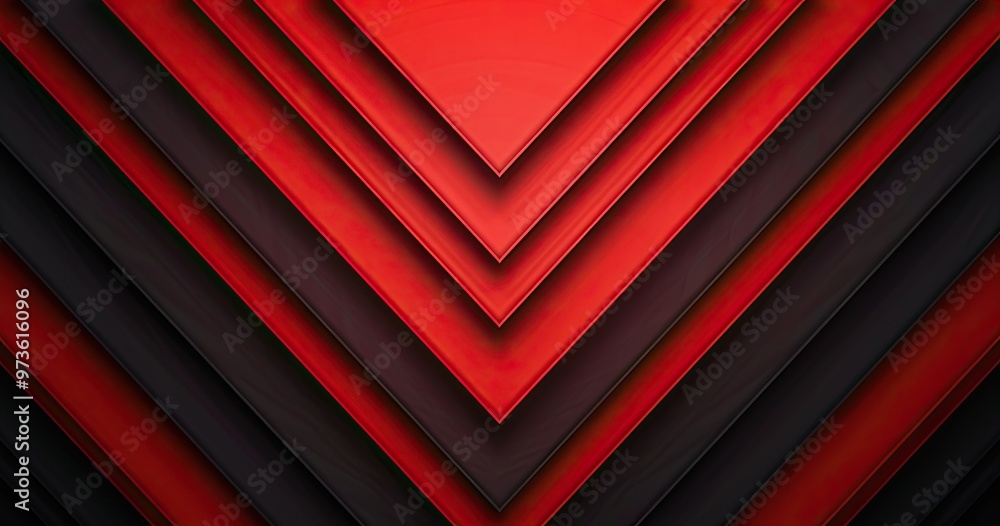 Fototapeta premium A visually striking abstract design featuring layered red and black geometric shapes creating a sense of depth and movement.