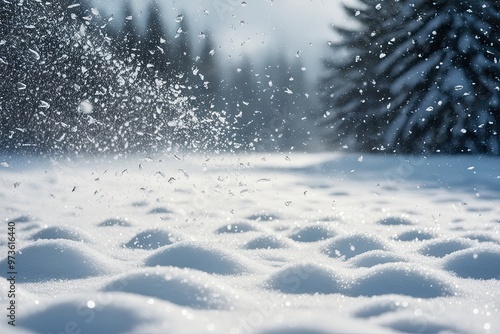 Wallpaper Mural Drifting Snow Particles During a Winter Storm with Icy Crystals and Shimmering Flakes Torontodigital.ca