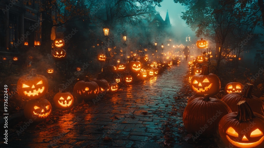 Obraz premium Halloween Jack O Lantern Path