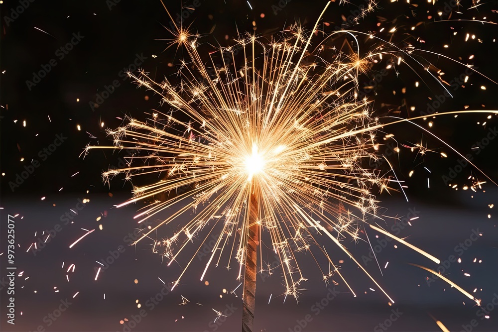 Fototapeta premium Mesmerizing Sparkler Display with Twinkling Sparks and Enchanting Light Effects