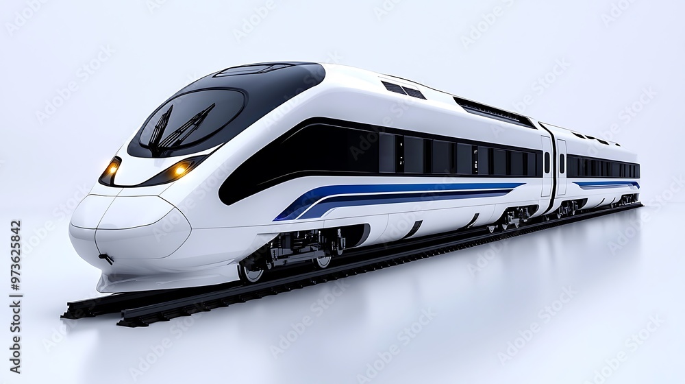 A sleek high-speed train glides effortlessly along the tracks, a symbol of innovation. A sleek high-speed train glides effortlessly along the tracks, a symbol of innovation.
