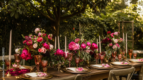 Wedding decoration with peonies, floral decor and event celebration, peony flowers and wedding ceremony in the garden, English country style