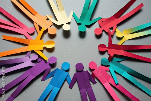Celebrating Diversity and Inclusion with Paper Figures Symbolizing Unity and Community