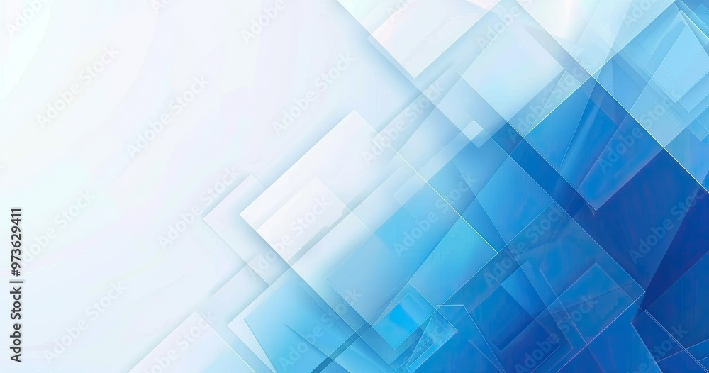 Obraz premium Abstract blue and white geometric shapes create a modern, clean background suitable for digital design and presentations.