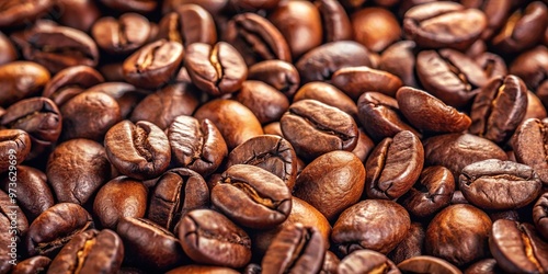 Brown roasted coffee beans background with shallow Depth of Field