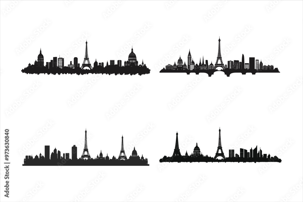 Shanghai, Paris, Hong Kong (All Buildings are Complete and Moveable) stock illustration Shanghai, Paris, Hong Kong (All Buildings are Complete and Moveable) stock illustration