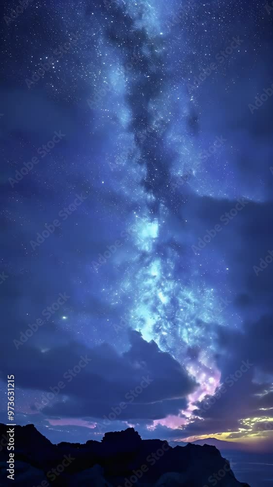 A stunning night sky filled with stars and colorful clouds, showcasing the beauty of the universe. A stunning night sky filled with stars and colorful clouds, showcasing the beauty of the universe.