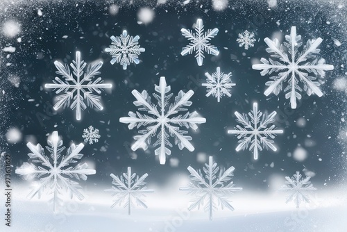 Translucent Crystal Snowflakes in a Dreamy Soft Snowfall Scene